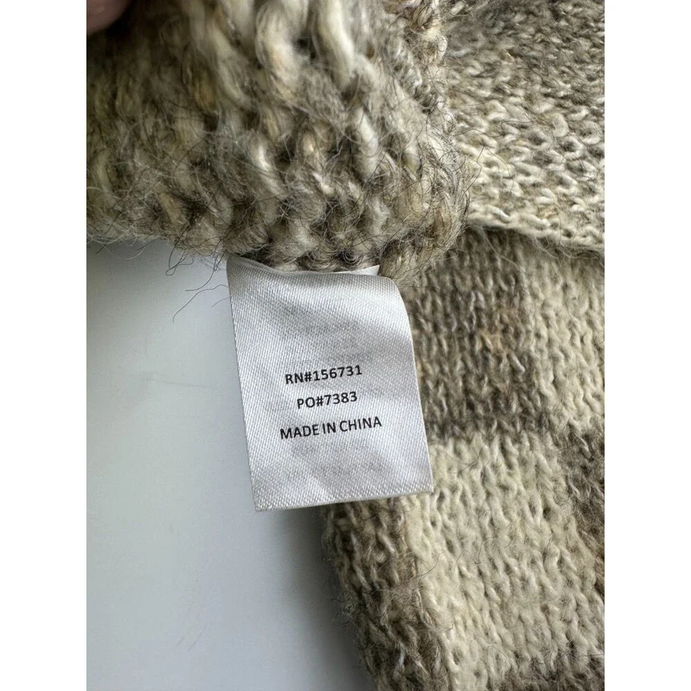 Grade And Gather Checkered Sweater Cardigan Open Chunky Heavy Knit Small Medium - Picture 13 of 16